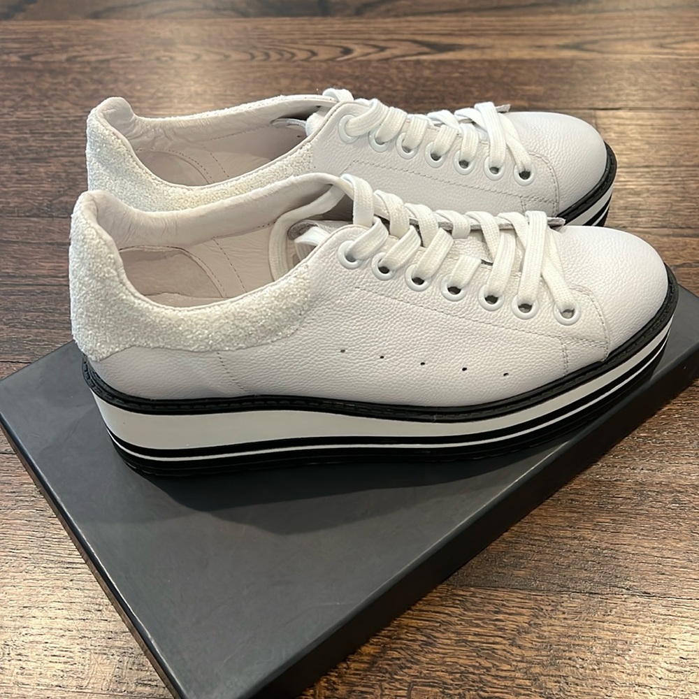 White Silent D Platform Sneakers